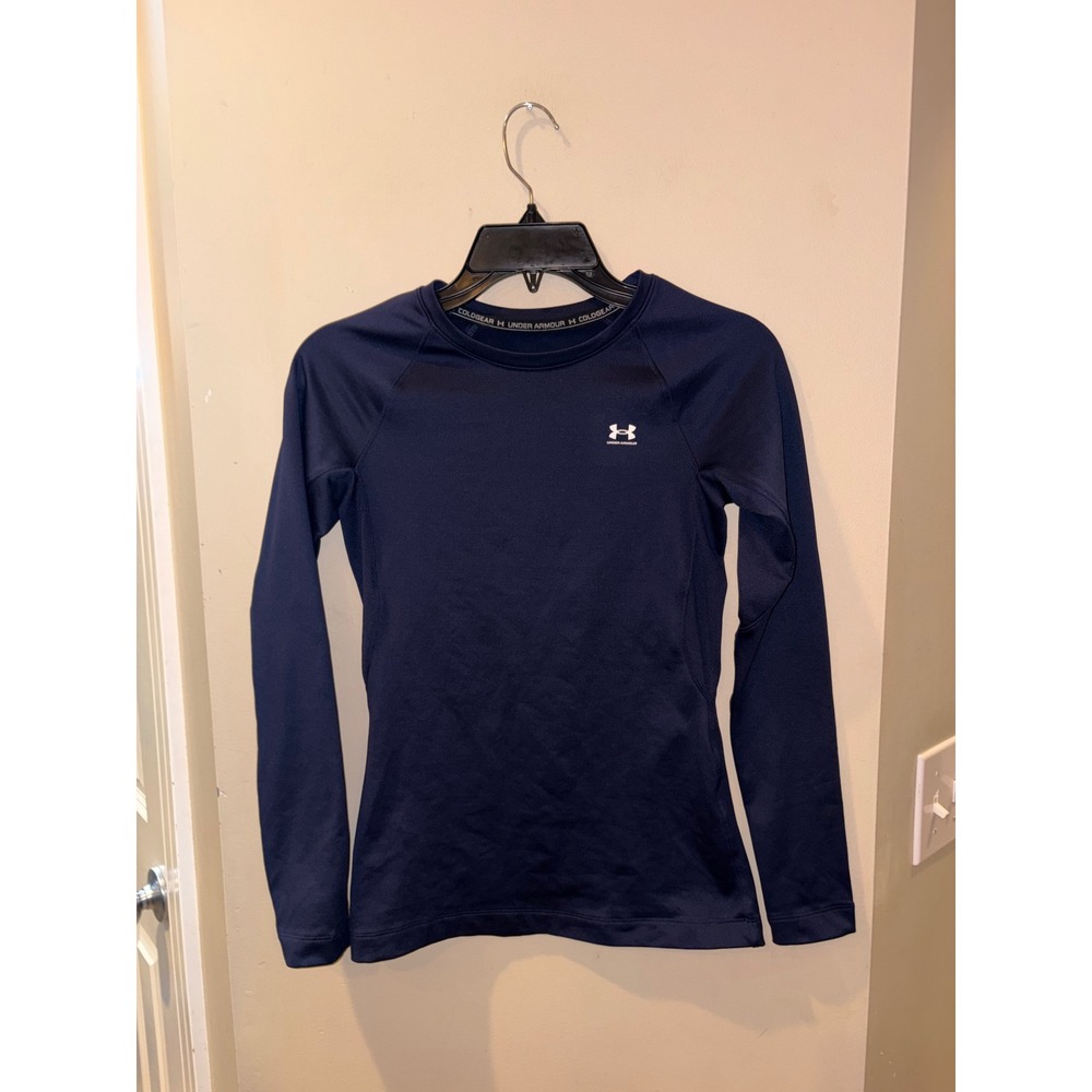 Under Armour ColdGear Womens XS Navy Blue Long Sleeve Fitted Base Layer Shirt